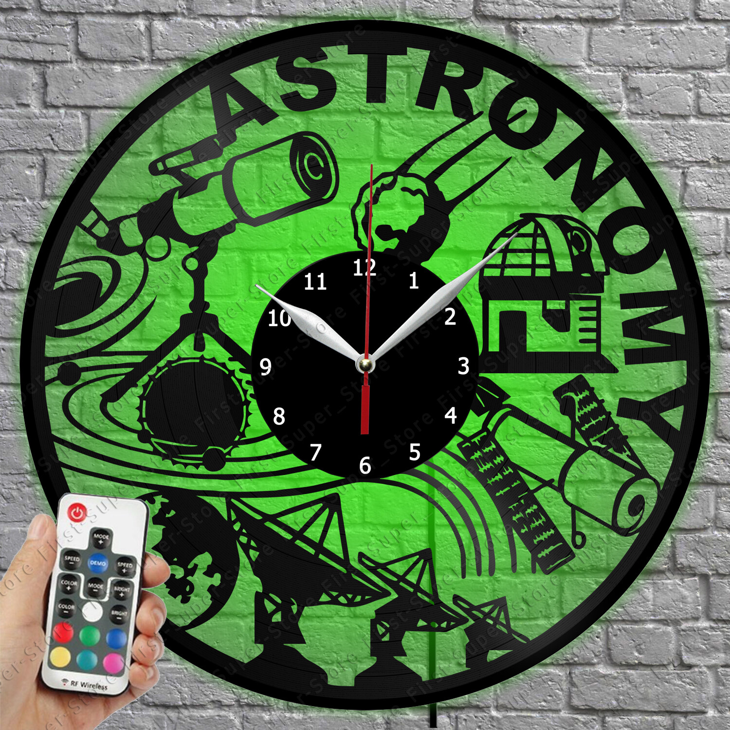 LED Astronomy Vinyl Record Wall Clock with Light 1408