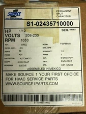 Source1 Permanent Split Capacitor S1-02435710000 Motor 208/230V 1/12 HP 1050 RPM