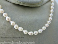 Kette Akoya-Zuchtperle Barock Weiß, Super Lüster, geknotet mit Magnetverschluss
