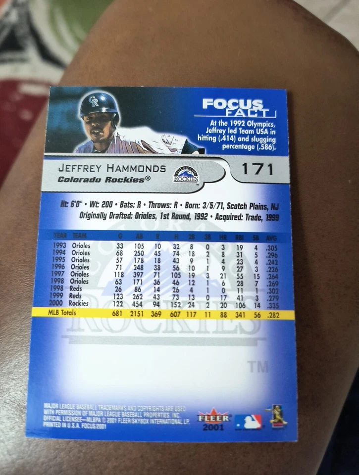 JEFFREY HAMMONDS 2001 FLEER FOCUS #171 FREE SHIPPING - Image 2 of 2