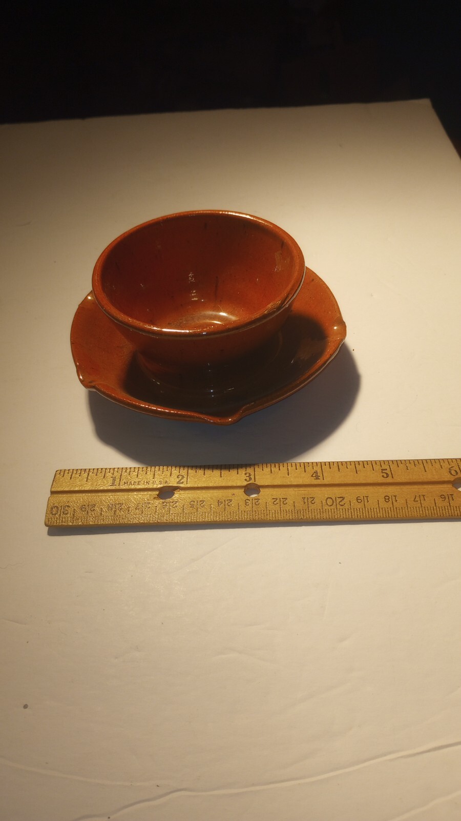 Jugtown Ware Pottery 1993 Orange Speckled Vase/Flowerpot/ Bowl/Cup - Pinched Rim