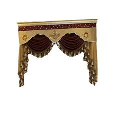 European Curtain Valance Luxury Waterfall Swag Valance for Windows 1 Panel