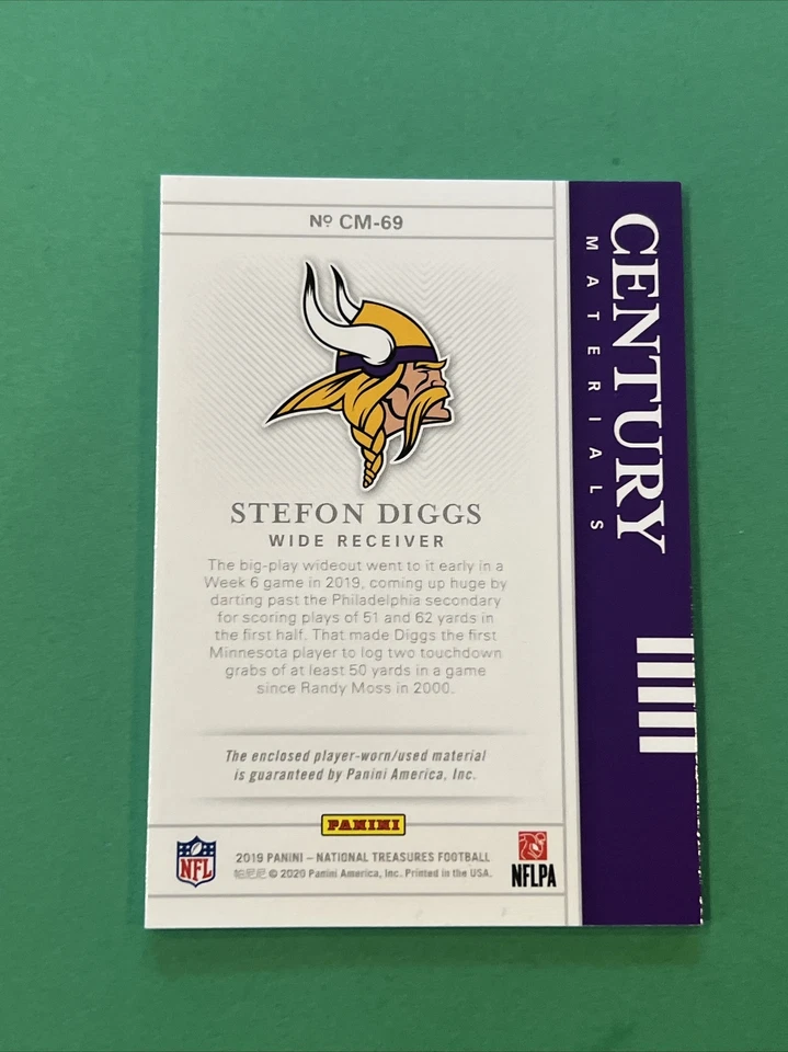 2019 NATIONAL TREASURES STEFON DIGGS 2 Clr Patch /49 Century Materials FREE SHIP - Image 2 of 2