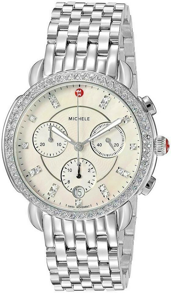 MICHELE SIDNEY DIAMOND CHRONOGRAPH MOP DIAMOND DIAL WATCH MWW30A000001 NEW MICHELE Sidney Stainless Steel Diamond Dial Women main image 3