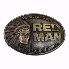1988 Pinkerton Tobacco Co. Red Man Chewing Tobacco Vintage Belt Buckle
