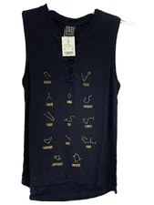 MODERN LUX Black Universe Tie Neck SLEEVELESS SHIRT SIZE Medium  New