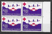 Greenland 1993 Red Cross 70th Anniversary, Birds, Block of Four MNH /UNM Cat £14