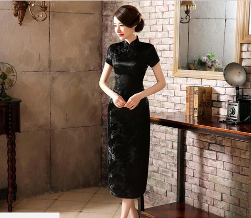 New Traditional Chinese Women's Silk Satin Long Dress Cheongsam Qipao - Picture 9 of 13