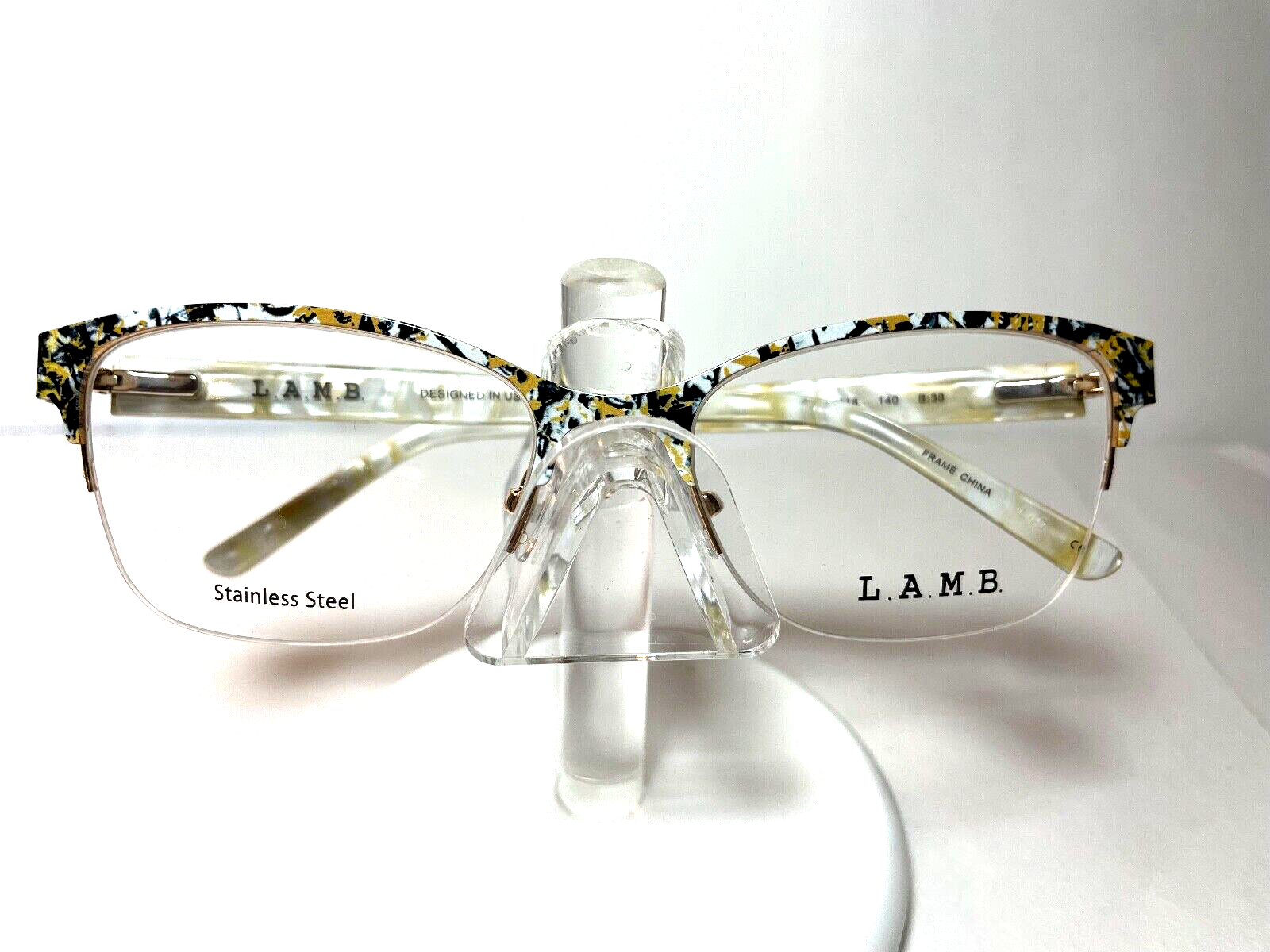 NEW LAMB EYEGLASSES by Gwen Stefani LA091 GOLD BLACK w/LAMB CASE