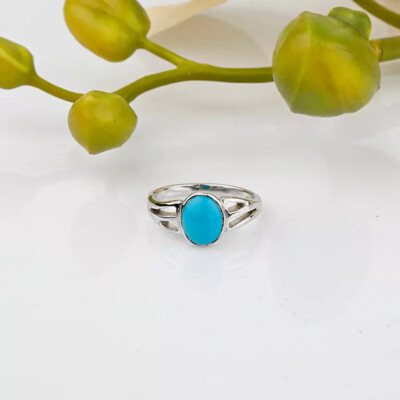 Sleeping Beauty Turquoise Gemstone 925 Sterling Silver Ring Gifts Jewelry  R-441
