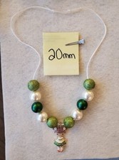Bubblegum Bead Necklace - Adjustable, kids, Girl Charm, Green, White
