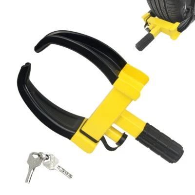KAYCENTOP Trailer Wheel Clamp Lock Max 10" Tire Width Anti Theft Tire Boot Black Yellow