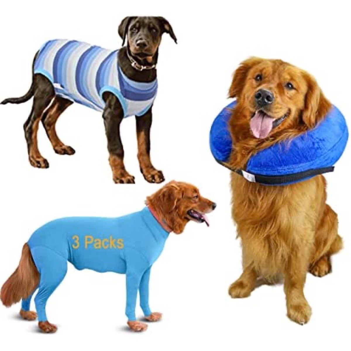 Inflatable Recovery Cone Suit Set for Dogs After Surgery Anxiety