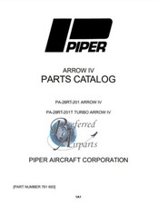 Piper PA-28RT-201 Arrow IV/PA-28RT-201T Turbo Arrow IV P/N 761-693 Parts Catalog