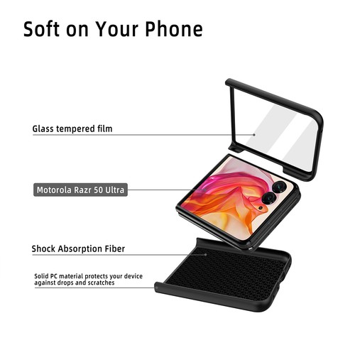 Für Motorola Razr/Razr+ 2024 Leder Scharnier Etui Abdeckung mit Kartenfach + Bildschirmflim - Bild 8 von 17