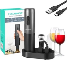 HAUSHOF Electric Wine Opener Set Electric Corkscrew Wine Opener w/Charging Base