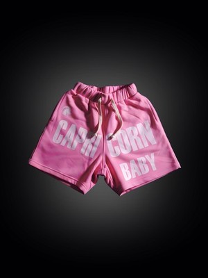 Capricorn Baby Lux Rose Shorts Pink Cotton Oversized White DTF Print