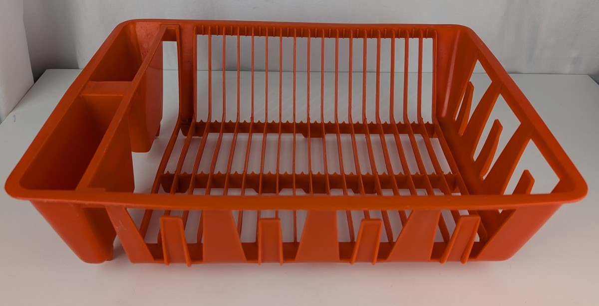 Vintage Rubbermaid Plastic Dish Drip Drying Rack ORANGE 14.5