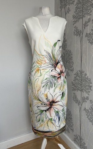 Joseph Ribkoff Occasion Dress Floral Paint stroke Cream Size Uk 12 - 第 1/12 張圖片