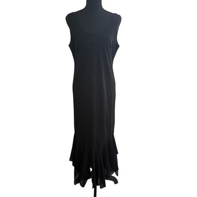 Vintage R&M Richards Black Beaded Asymmetrical Dress 12P Witchy 90s  Whimsigoth | eBay