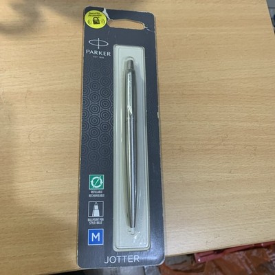 Parker Jotter Ballpoint Pen 1953205  Stainless Steel Medium Nib Blue Ink  FRANCE