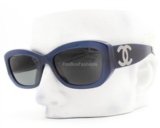 Chanel Sunglasses ch5493A 1816/S4 Polished Milky Blue Gunmetal Logo with Case