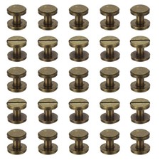 25 Sets Chicago Screws, 6mm L Brass Chicago Screw Slotted Screw Rivets, Bronze