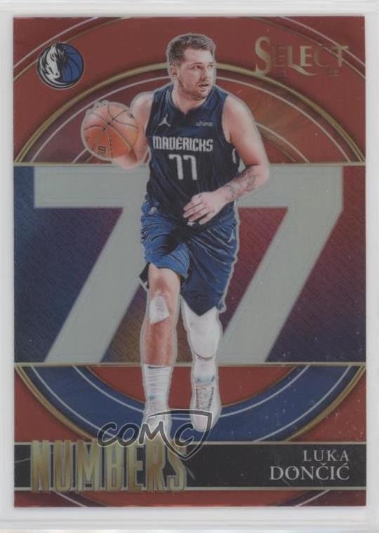 2021-22 Panini Select Select Numbers Red Prizm Luka Doncic #7 d4v