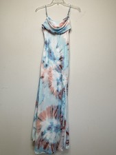 Saints + Secrets Blue Chiffon Dress XS Spaghetti Strap Vacation Beach Party NWT