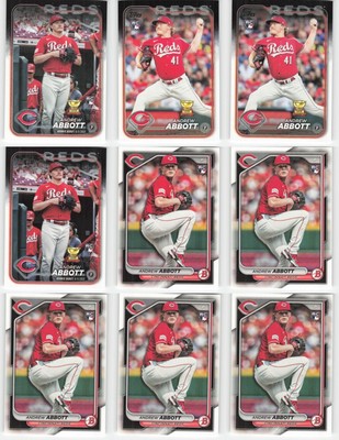 (9) Andrew Abbott Rookie Card Cincinnati Reds Lot MLB Baseball Cards Collection