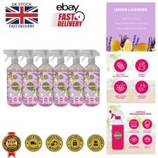Lemon Lavender Antibacterial Disinfectant Spray - 500ml x 6 Pack, Safe Cleaning 4.33 per litre