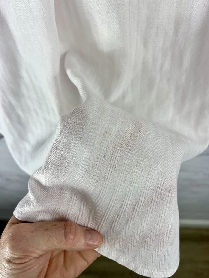 Oscar De La Renta For Saks Luxury Sleep Shirt Size Medium Pink Herringbone Silky - Image 3 of 4