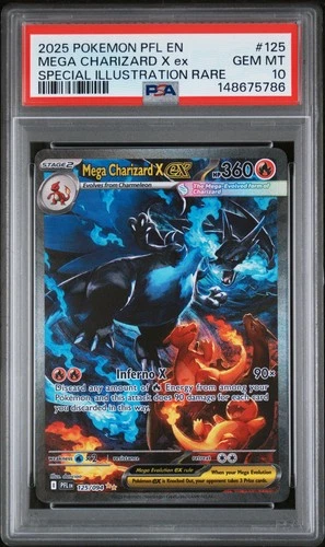 2025 POKEMON PFL EN-SPECIAL ILLUSTRATION RARE #125 MEGA CHARIZARD X EX PSA 10