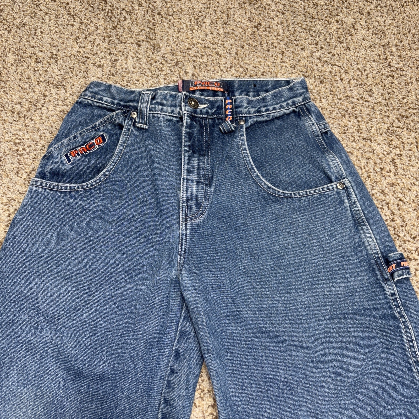Vintage Y2K Paco Denim Wide Leg Skater Carpenter Jeans Boys Sz 12 Fits 26 X 26 - View 2