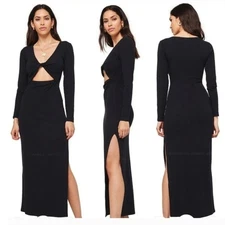 L*Space Hayden twist front ribbed maxi dress long sleeve slit