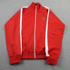 Fred Perry Mens Track Jacket Small Red White Retro Full Zip Gym Sports Training