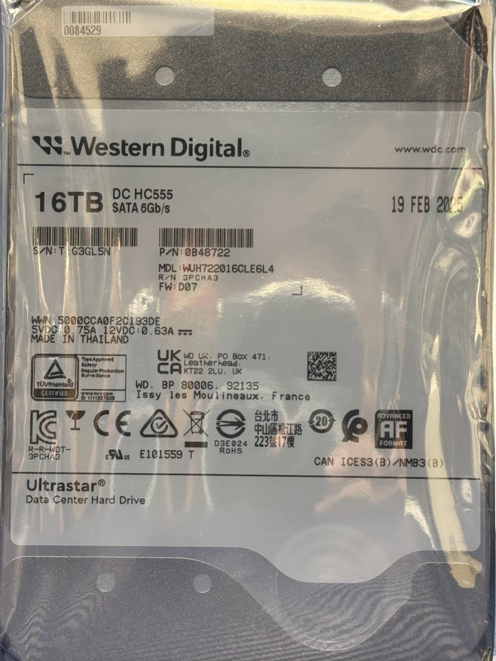 NEW WESTERN DIGITAL DC HC555 16 TB Hard WUH722016CLE6L4 0B48722 WD Ultrastar - Image 4 of 4