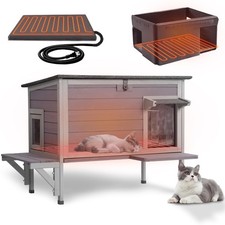 Heated Cat House for Outside Insulated Weatherproof Feral Shelter