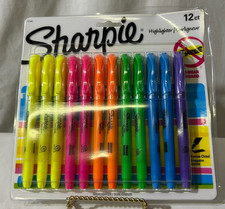 Sharpie Narrow Chisel Pocket Highlighters - Multicolor Smear Guard 12 Ct 27145 