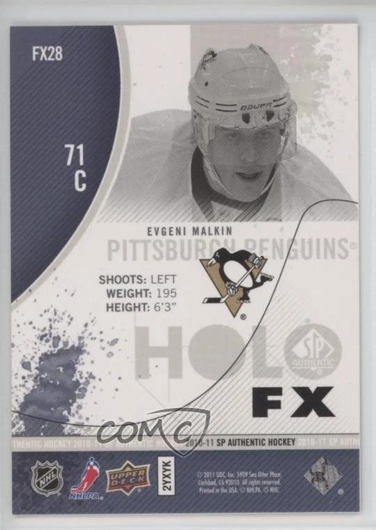 2010-11 SP Authentic Holo FX Evgeni Malkin #FX28 - Image 2 of 2
