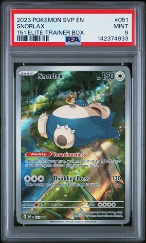 2023 POKEMON SVP EN-SV BLACK STAR PROMO 151 ELITE TRAINER BOX #051 SNORLAX PSA 9