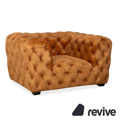 Chesterfield Fabric Armchair Gold Yellow Ochre Kare Design
