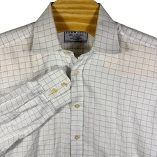 Charles Tyrwhitt Mens Dress Shirt 16 36 Blue Check Cotton Jermyn Street London