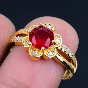 Authentic Mozambique Garnet Gold 18K Gold Plated Handmade Ring of US Size Adjustable