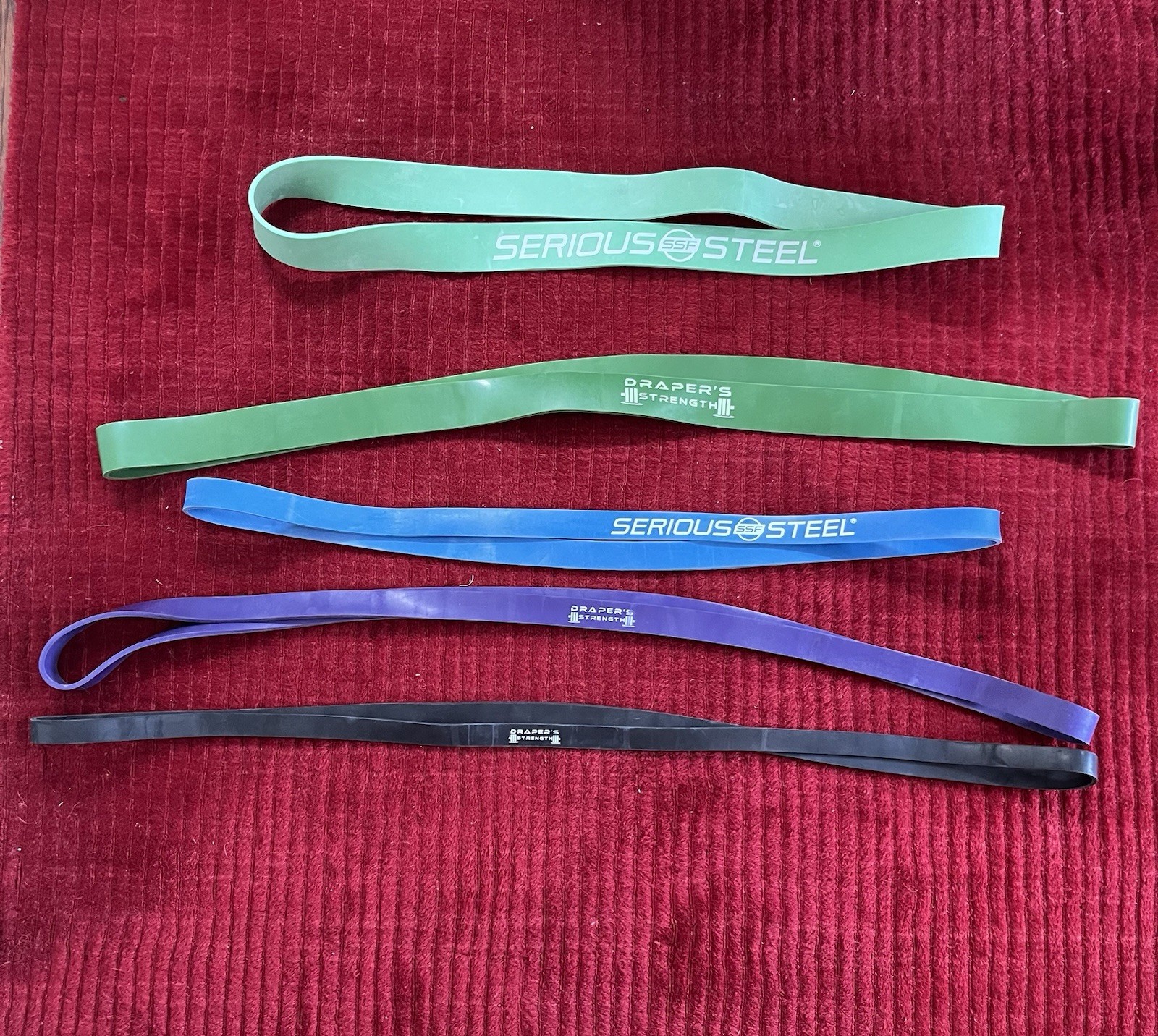 Draper's Strength And Serious Steel Heavy-Duty Latex Exercise Bands, Set Of 5