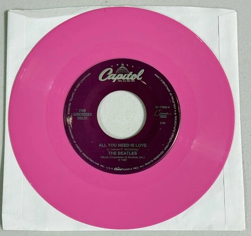 The Beatles - All You Need Is Love / Baby Your A Rich Man 7” 45 RPM Pink Vinyl