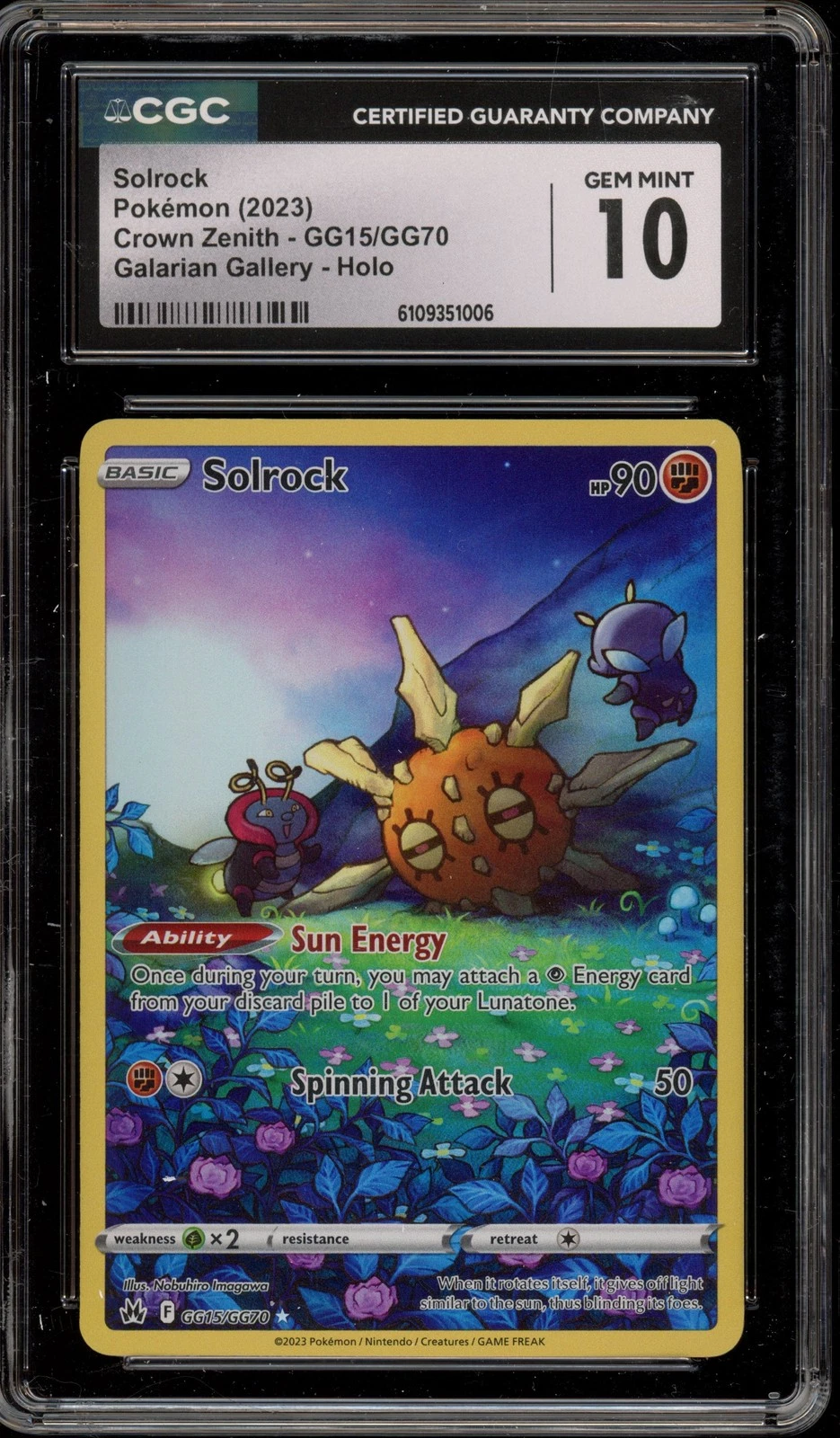 Pokemon Solrock Crown Zenith Galarian Gallery Full Art #GG15 CGC 10 Gem Mint