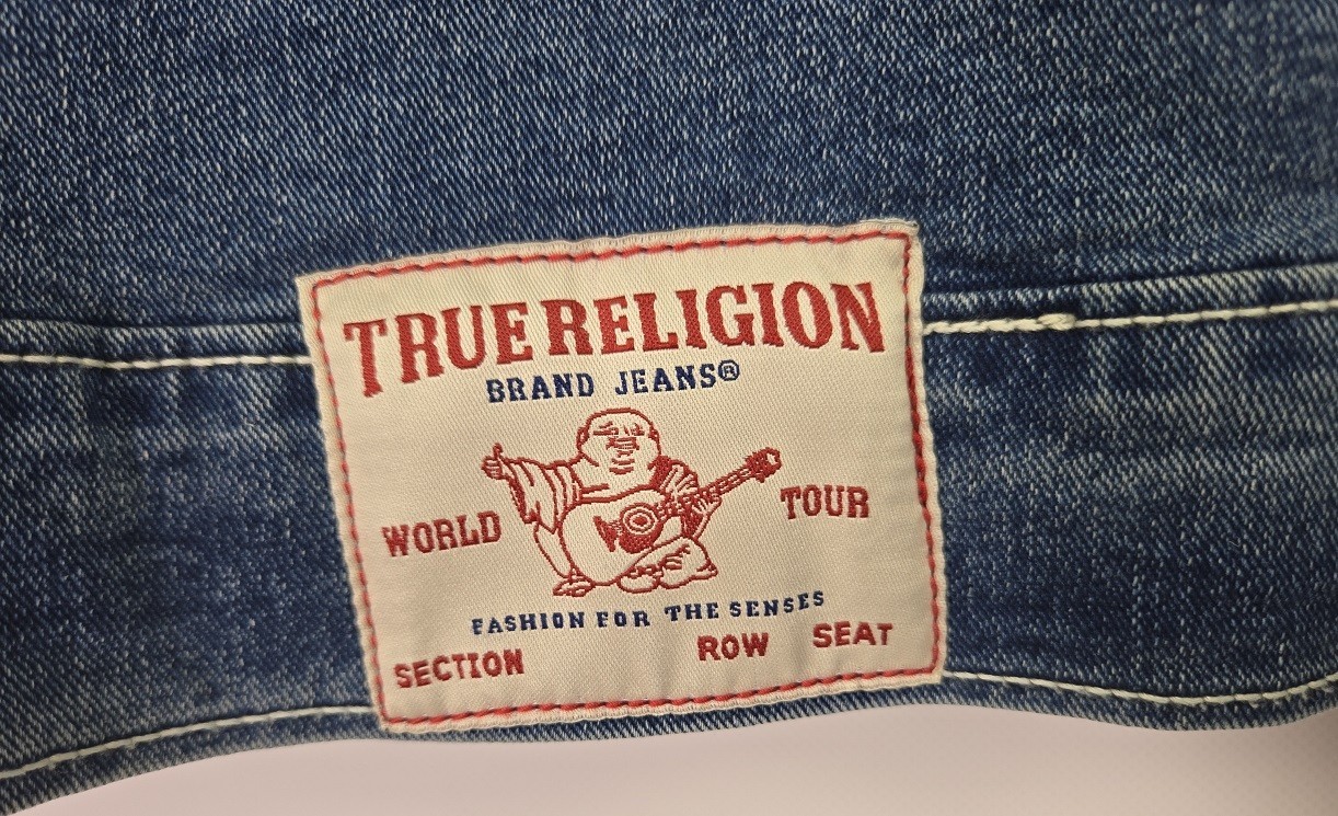 NWT True Religion Oversized Glitter Blue Trucker Denim Jacket Size M Women's thumbnail 6