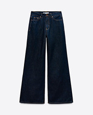 Zara 1975 Women s High Rise Wide Leg Jeans, Blue Dark Wash Denim, Size 4, NWOT