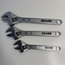 Vintage Sears Adjustable Wrench Set 8 10 12 Forged Alloy 3pc Prestine